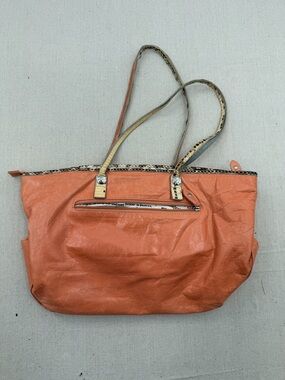 Barr + Barr Women's Coral Tote Bag with Snake-Trim Handles